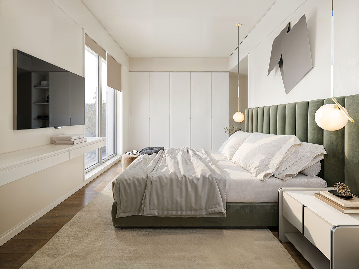 Render realista do apartamento do tipo Bandas do projeto Splendouro Village