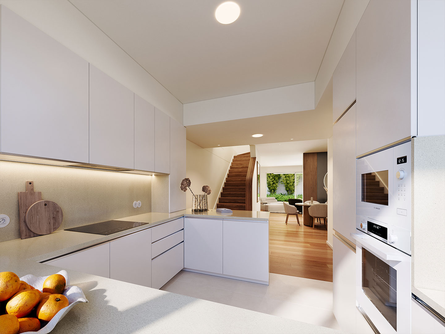 Render realista do apartamento do tipo Geminadas do projeto Splendouro Village